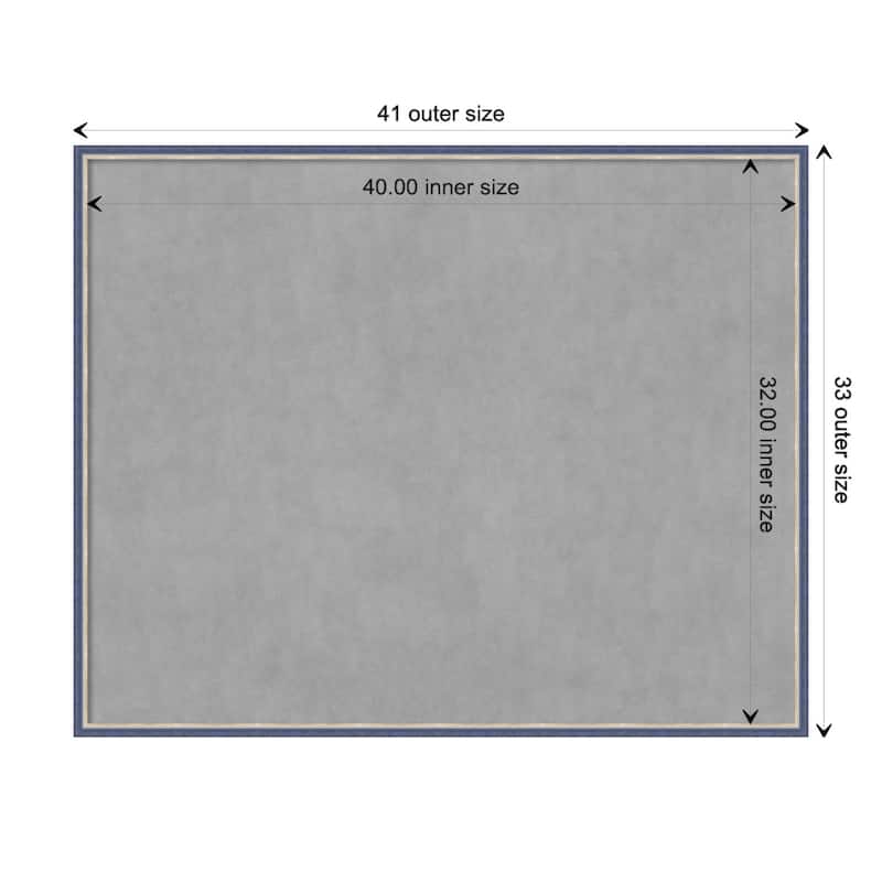 Amanti Art Theo Blue Narrow Framed Magnetic Board - Board Size 40x32