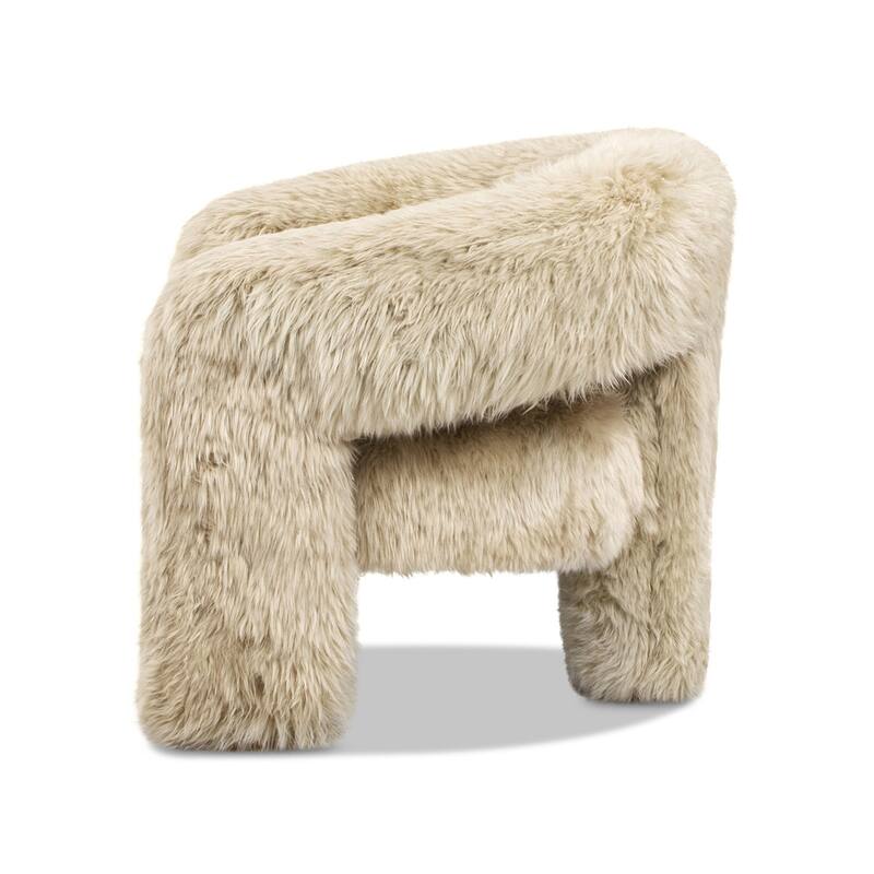 Avalon 35" Rustic Sheepskin Split Barrel Back Accent Chair