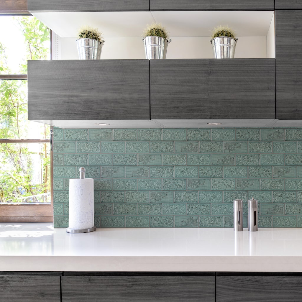 Merola Tile Antic Feelings Lava Verde 3" x 6" Ceramic Wall Tile