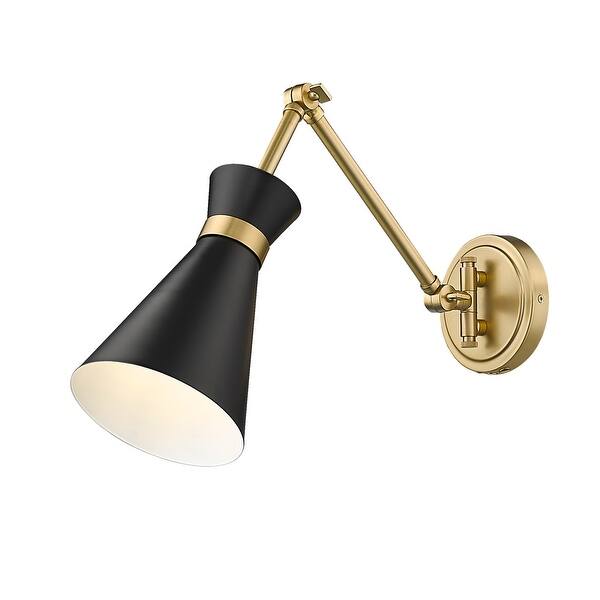 slide 2 of 11, Z-Lite 351S Soriano 7" Tall Wall Sconce Matte Black / Modern Gold
