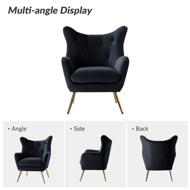 Eusebio Modern Velvet Accent Chair with Tufted Wingback for Living Room Set of 2 by HULALA HOME