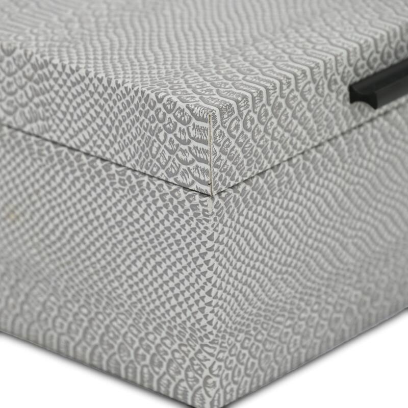 Anouk Set of 2 Rectangular Decorative Storage Boxes - Gray Faux Snakeskin - N/A
