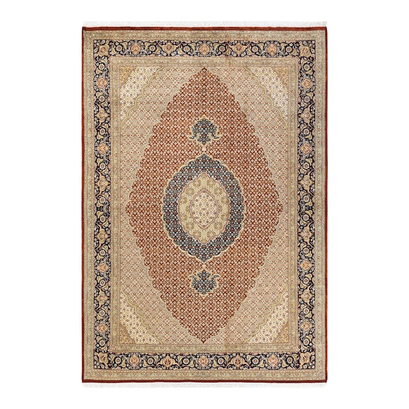 Overton Hand Knotted Wool Traditional Oriental Orange Area Rug - 6' x 9' - Rust - 6' x 9'