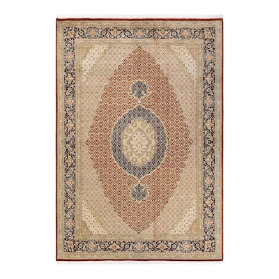 Overton Hand Knotted Wool Traditional Oriental Orange Area Rug - 6' x 9'