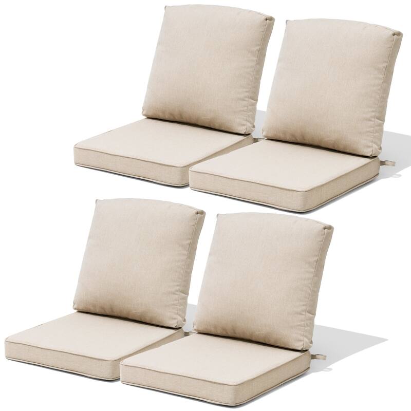22 x 21 in Outdoor Patio Deep Seat Cushions Set Water Resistant - Beige - 4PC