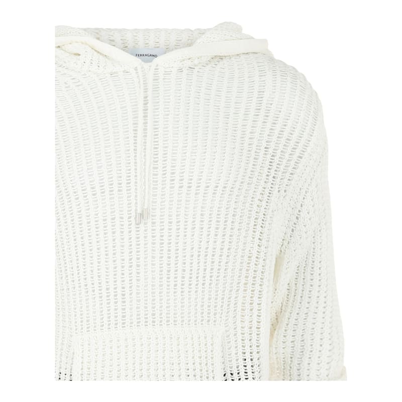 Ferragamo Crochet Drop-Sleeve Hoodie