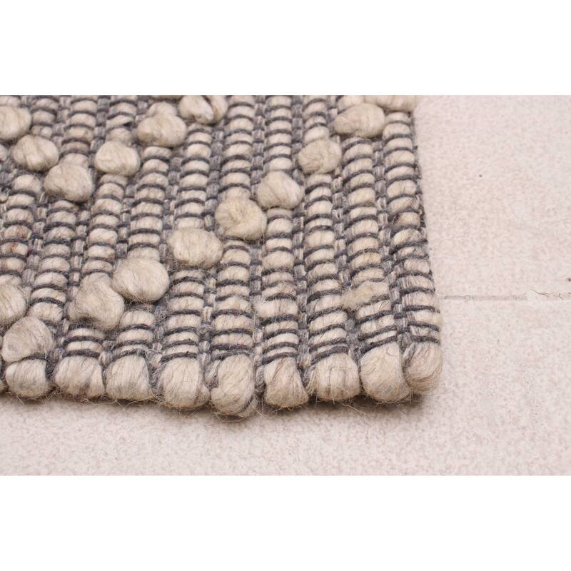 ECARPETGALLERY Braid weave Sienna Grey Wool Rug - 6'1 x 8'10
