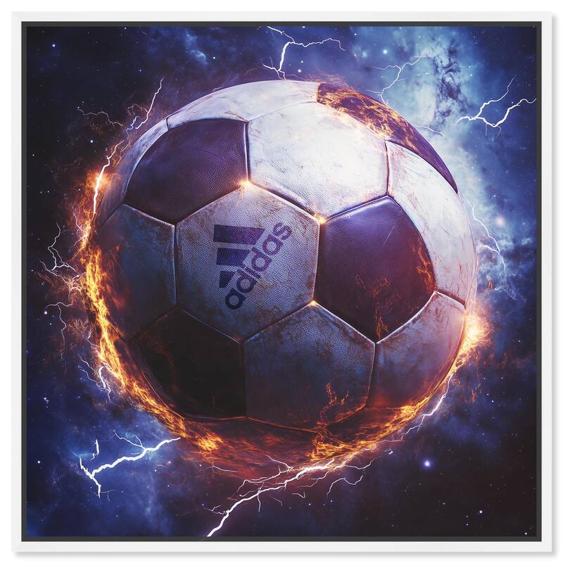 Electrify Soccer Ball Canvas by Art Remedy - White - 30" x 30"