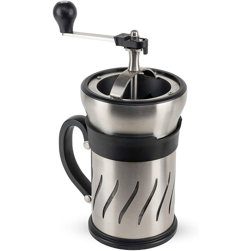 Peugeot 35257 Paris Press Coffee Mill/French Press Combination, Stainless Steel - 3 x 3 x 6 inches - 3 x 3 x 6 inches - Silver