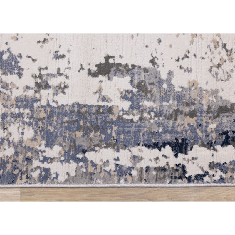 London Collection - Cream Blue Beige Distressed Area Rug