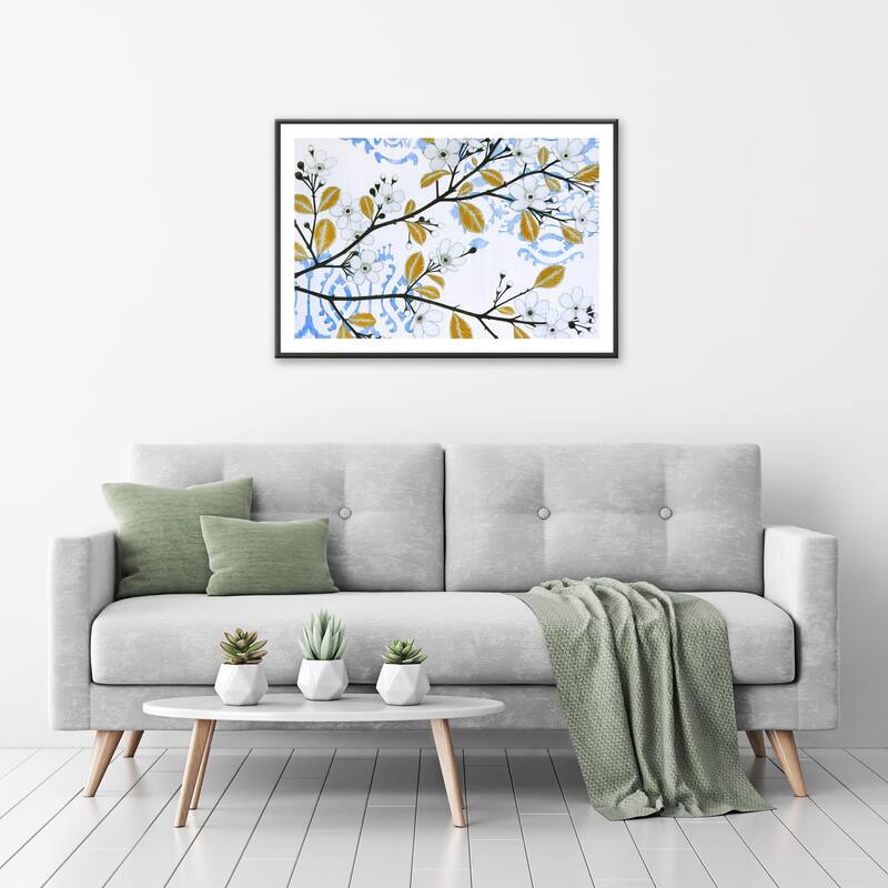 Ikat Cherry Blossom Framed Print Wall Art by Norman Wyatt Jr.