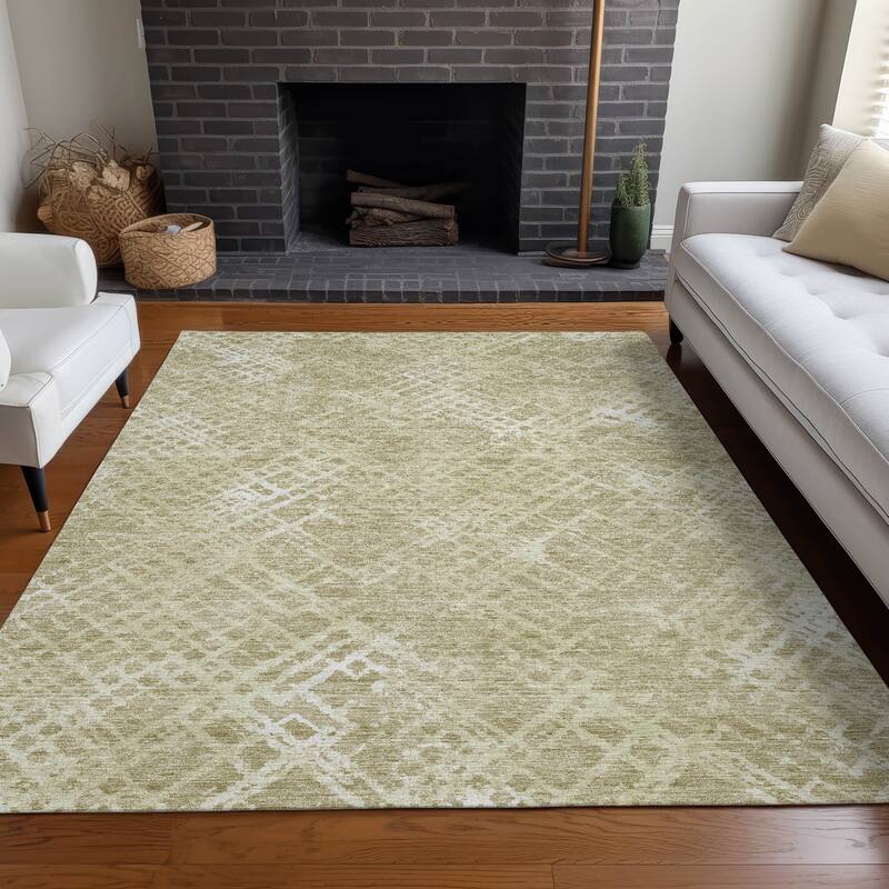 Premium Washable Super Soft Modern Trellis Mayfield Rug - Beige - 8' x 10' - Rectangle