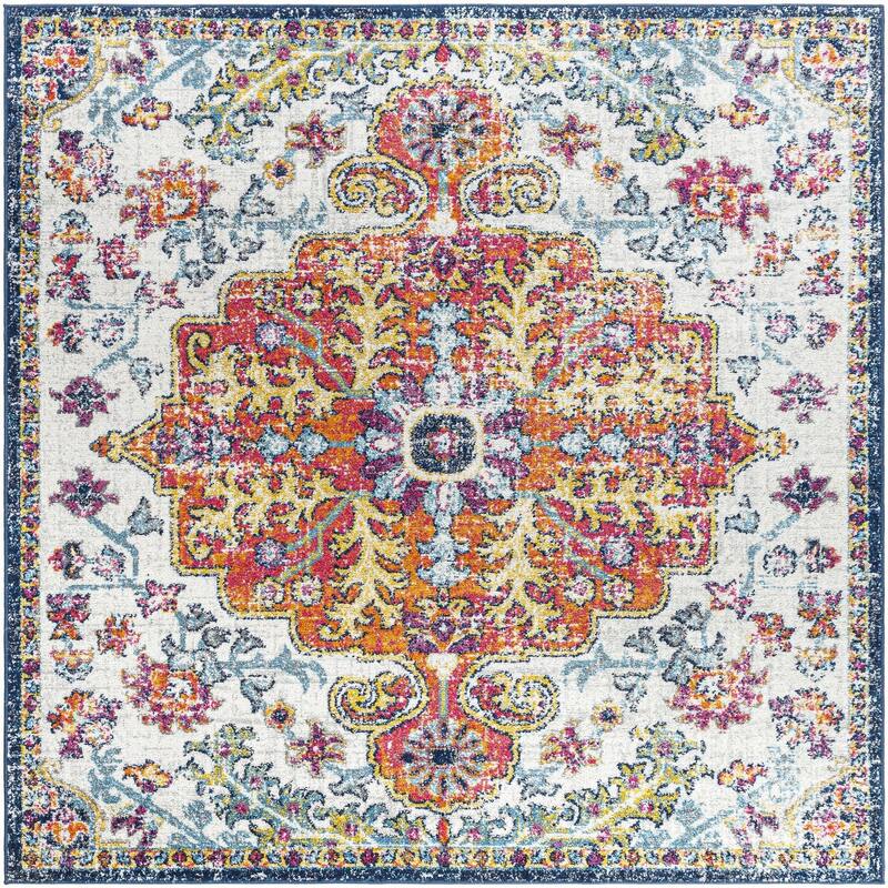 Livabliss Harput Updated Traditional Medallion Area Rug - Multi - 5' x 5' Square