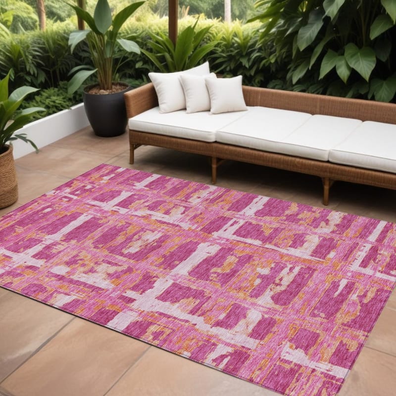 HomeRoots Striped Transitional Rectangle Outdoor Rug - 10' X 14'