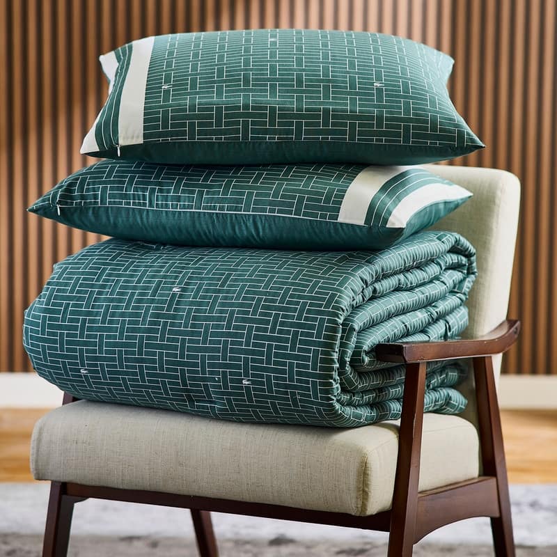 Lacoste Heritage Geo Percale Cotton 3-Piece Comforter Set