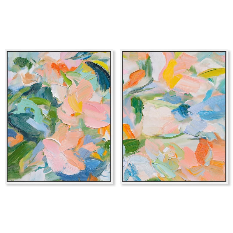 Chromatic Layers Canvas Set of 2 by Art Remedy - 20" x 24" - White