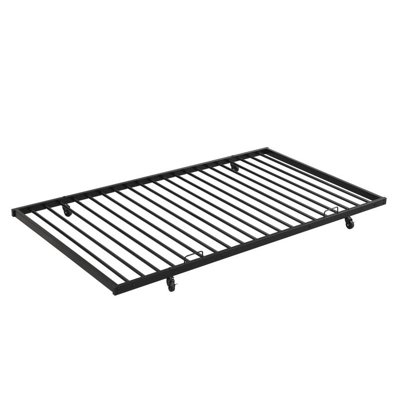 Twin Over Full Triple Bunk Beds with Trundle, Metal Bunkbeds w/Ladder & Full-Length Guardrail, Noise Free, No Box Spring Needed