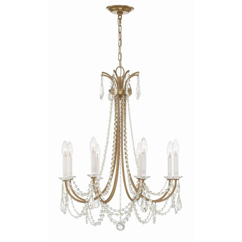 Karrington 8 Light Aged Brass Chandelier - 26"W x 31"H