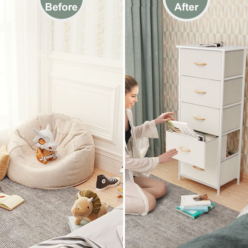 Crestlive Products Household 5-Drawer Vertical Dresser Storage Chest