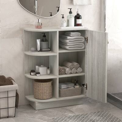 Open Style Shelf Cabinet with Adjustable Plates Ample Storage Space