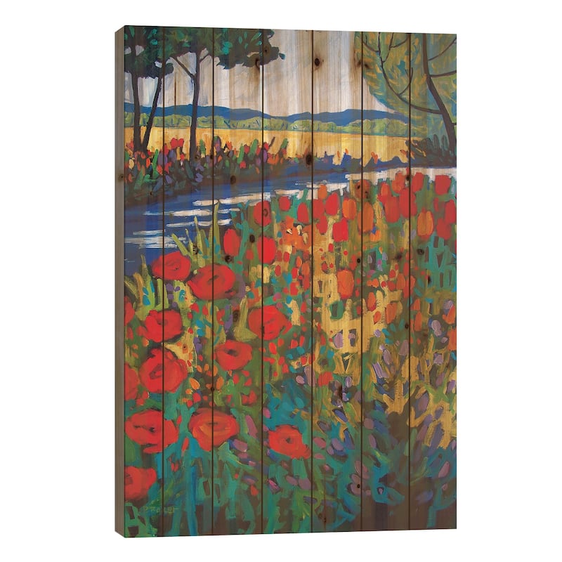 Garden Path Print On Wood by Patty Baker - Multi-Color - 40x26x1.5