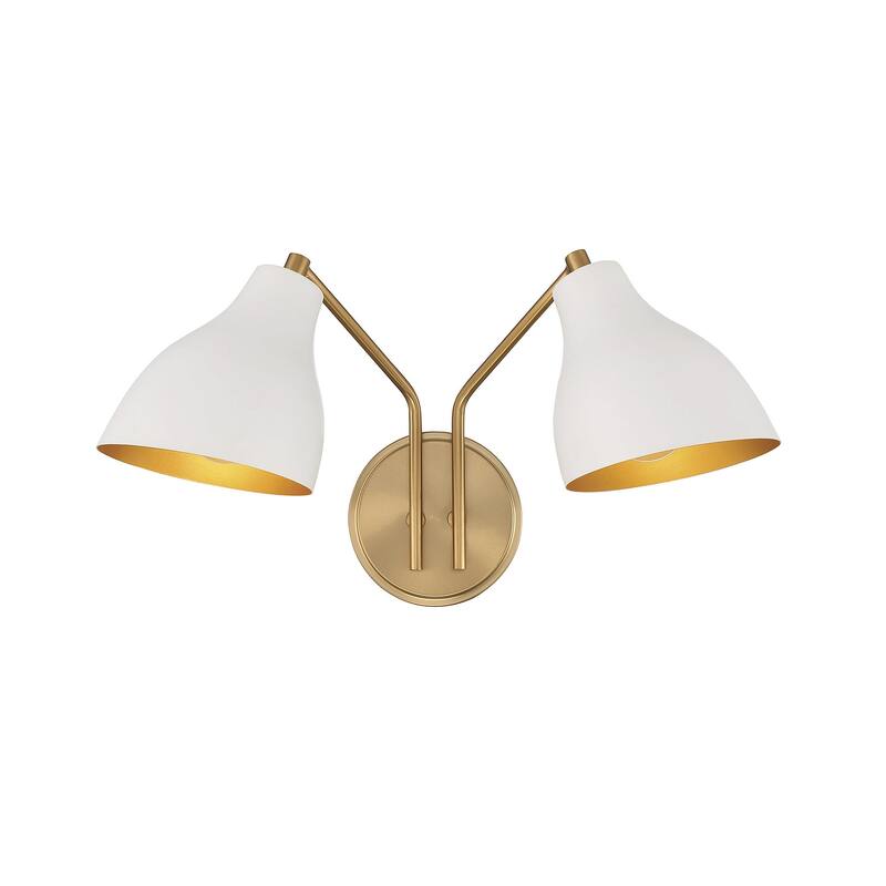 Meridian M90075 2 Light 10" Tall Wall Sconce - White / Natural Brass