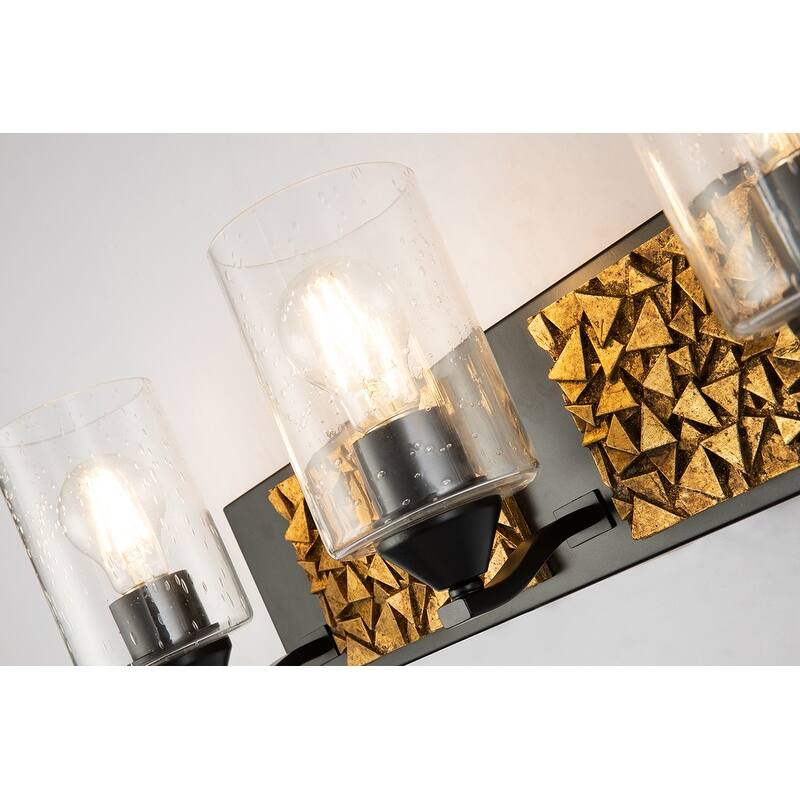 3 Light Black and Gold Bath bar Textured