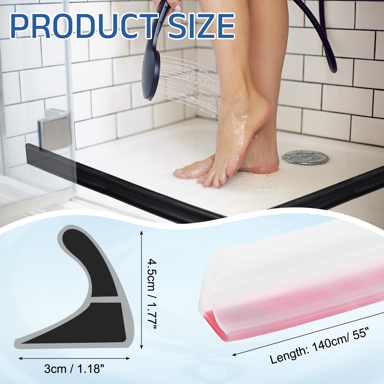Collapsible Shower Water Barrier, TPE Splash Guard