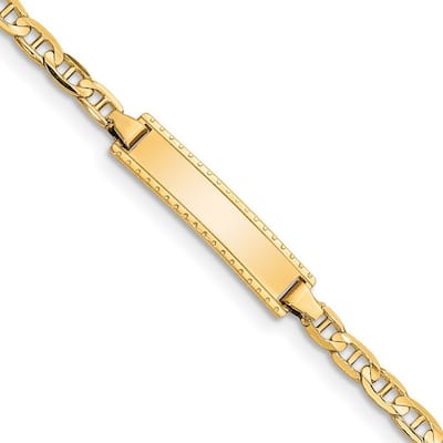 Curata 14k Yellow Gold Baby ID Anchor Bracelet - 6 Inch