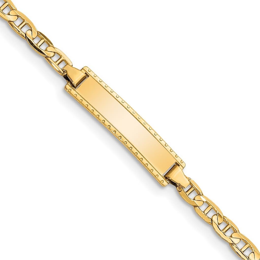 Curata 14k Yellow Gold Baby ID Anchor Bracelet - 6 Inch