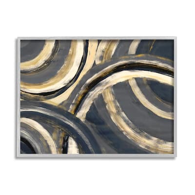 Stupell Abstract Developing Rings Grey Gold Encasing Arches Framed Wall Art