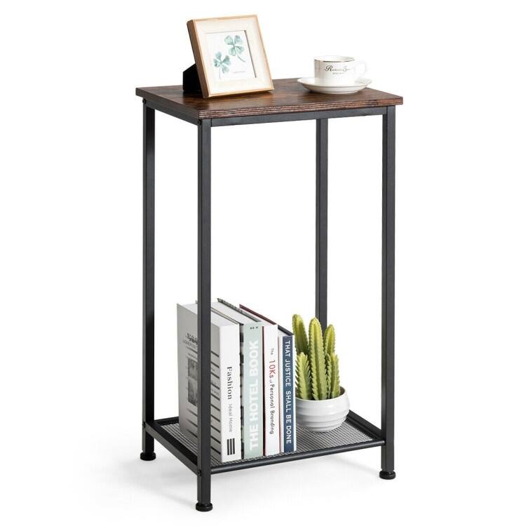 2-Tier Industrial Side End Accent Telephone Table - 15.5" x 12" x 28.5"(L x W x H)
