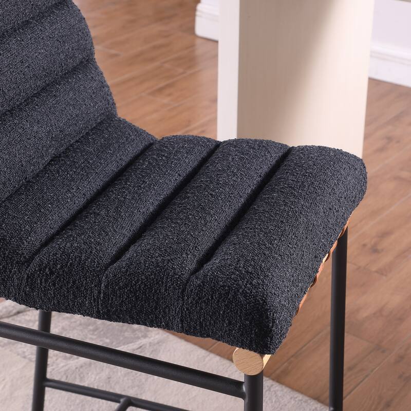 Lahni 17.75" Black Boucle Fabric Counter Height Chair in Black