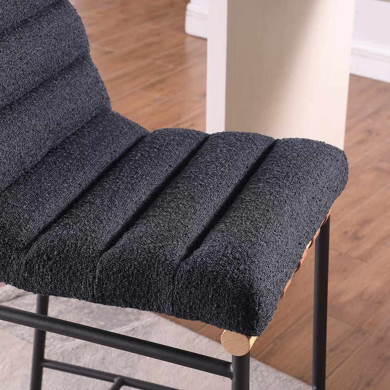 Lahni 17.75" Black Boucle Fabric Counter Height Chair