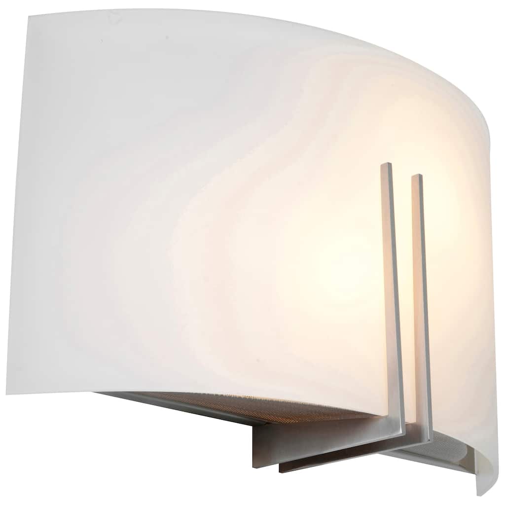 Access Lighting Prong - 2 Light Wall Sconce - Brushed Steel Finish - White Glass - Incandescent