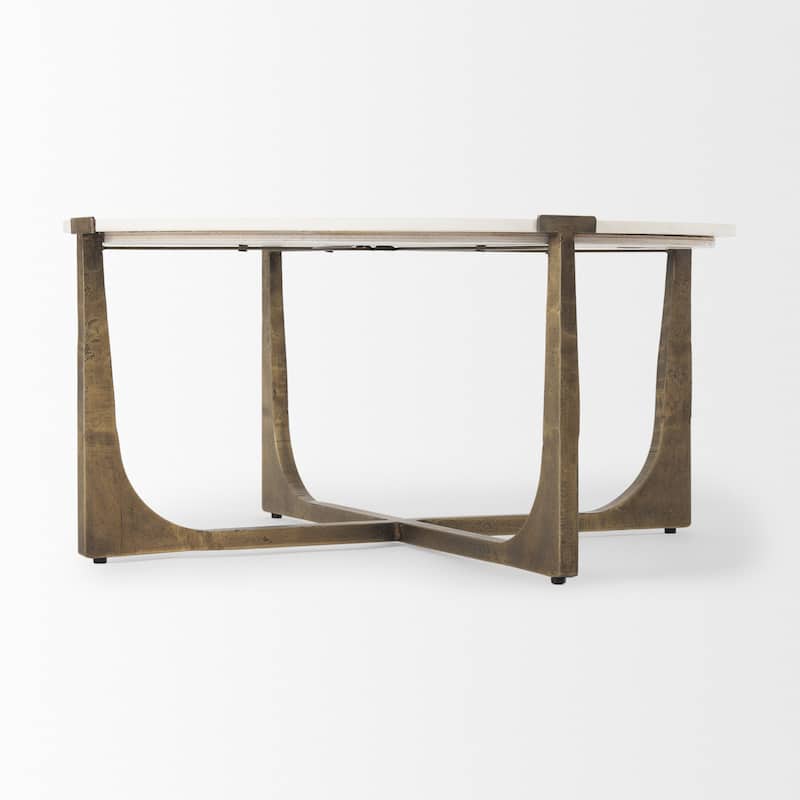 Atticus Black Wood and Antiqued Gold Metal Coffee Table