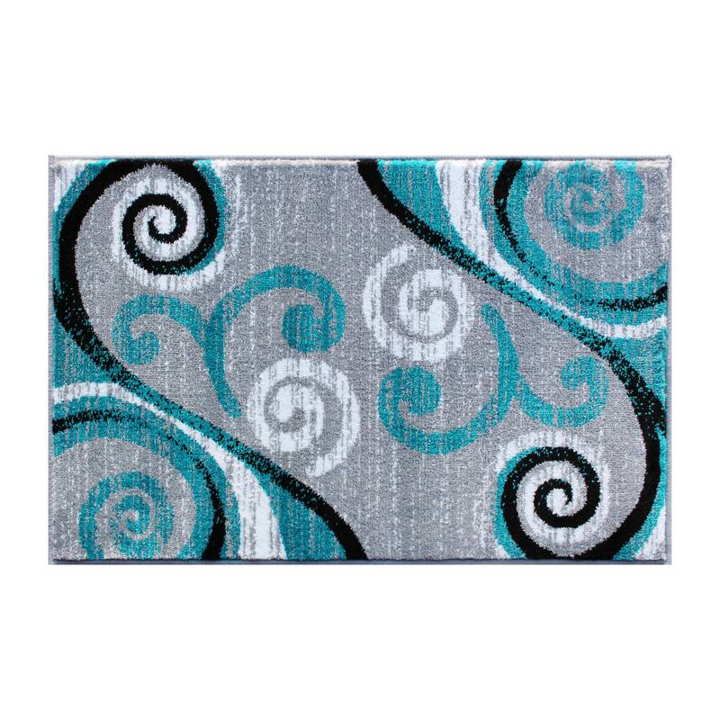 Modern Distressed Swirl Abstract Style Indoor Area Rug