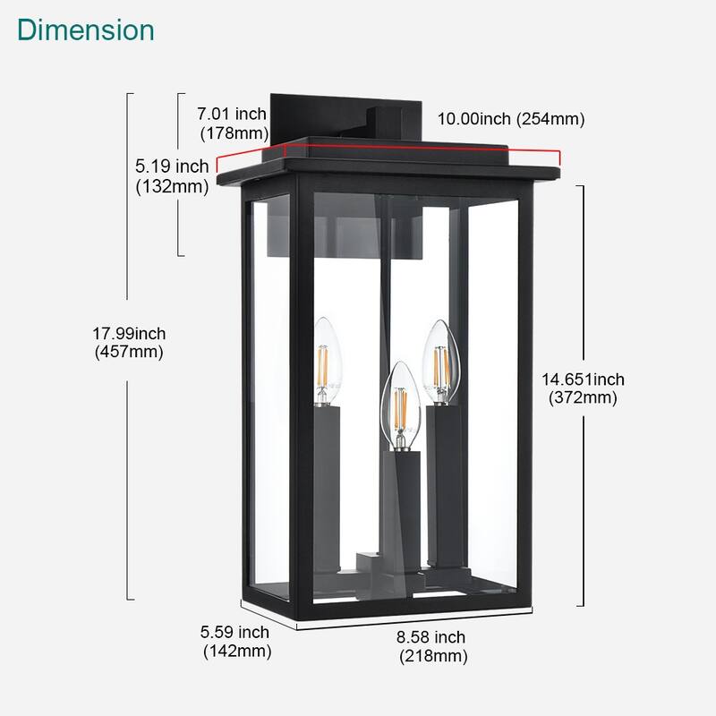 Outdoor Light Fixutre Farmhouse Wall Lantern Sconce with Clear Glass