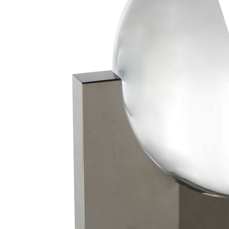 Silver Glass Orb Sculpture with X Shaped Holder (Set of 2)