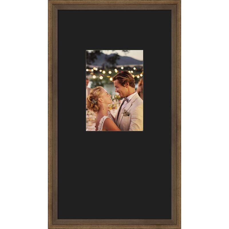 Lucie Black Framed Picture Frame, Photo Frame - 10x18 Matted Black 5x7 - Lucie Light Bronze