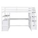 preview thumbnail 10 of 14, Full Size White Loft Bed with Desk, Shelves, Storage Staircase, and Two Built-in Drawers for Maximized Space