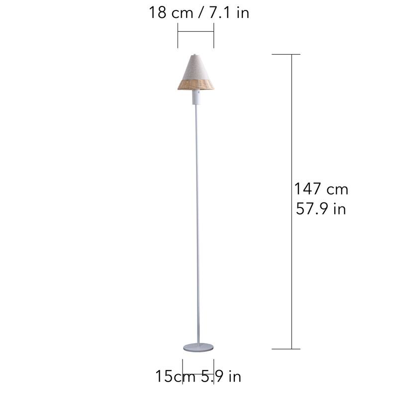 Rechargeable Linen and Rattan Floor Lamp