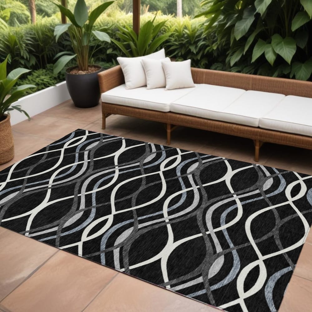 HomeRoots Abstract Transitional Rectangle Outdoor Rug