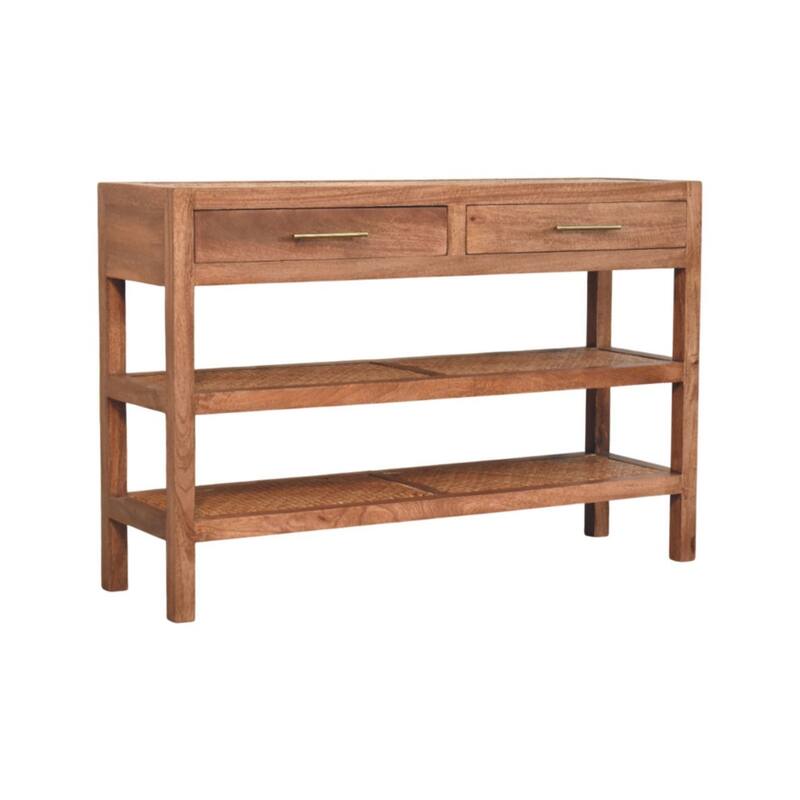 Artisan Furniture Solid Wood Woven Tier Console, Brown, 2-Drawers