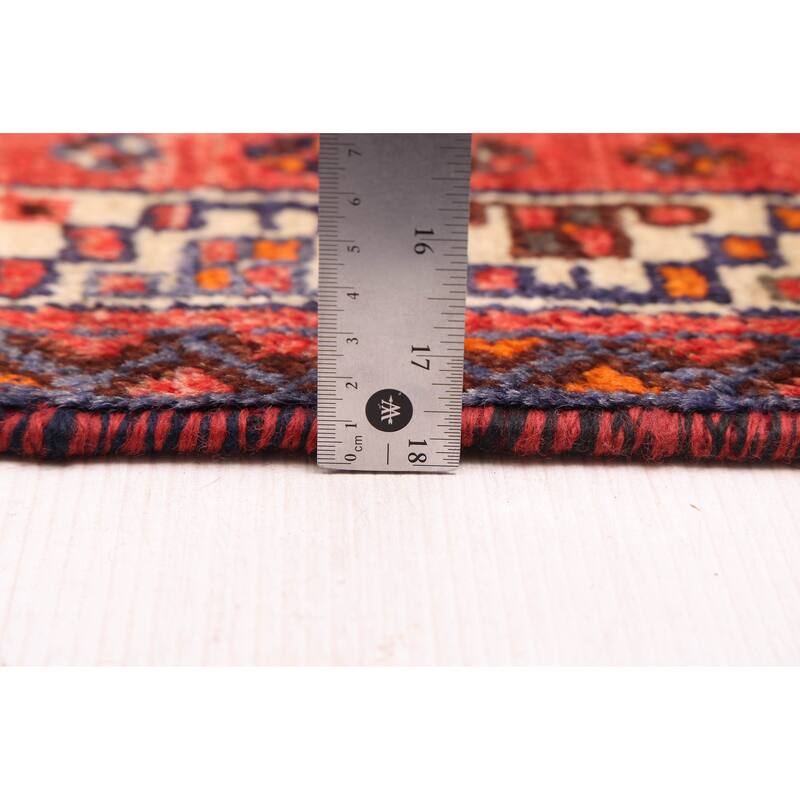 ECARPETGALLERY Hand-knotted Melis Vintage Dark Navy, Red Wool Rug - 4'5 x 10'8