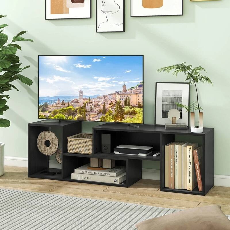 2 Pcs Adjustable TV Stands with Storage Cubes for TVs Up to 55 Inches - 42 inches
