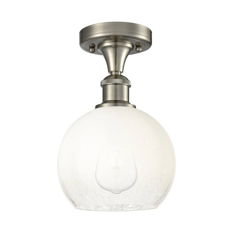 Innovations Lighting 516-1C-11-8 Brookhaven Globe Semi-Flush - Brushed Satin Nickel / Opal