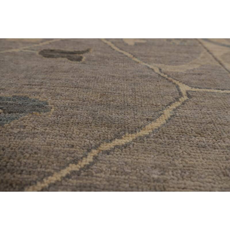 Vegetable Dye Oushak Turkish Rug Hand-Knotted Living Room Wool Carpet - 9'4"x 11'8"