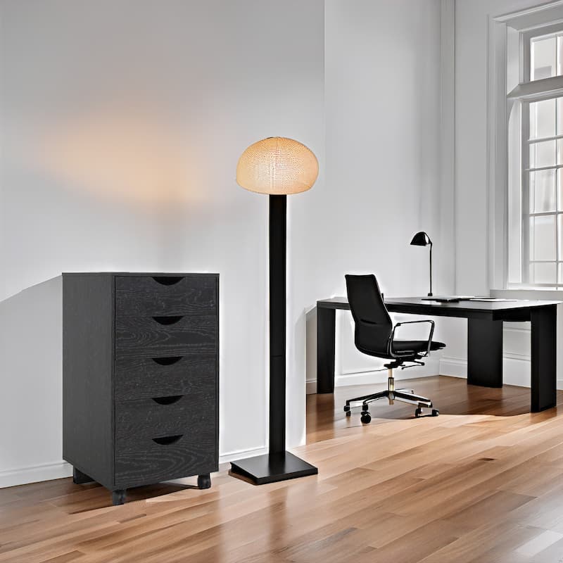 Portable Wooden 5-Drawer Cabinet with 360° Wheels, Easy Pullout Design, and Extra Top Storage