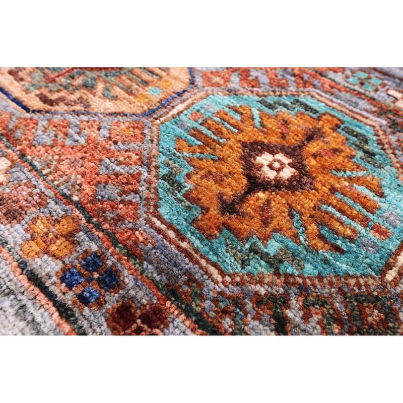 Golden Nile Grey Khorjin Persian Gabbeh Hand Knotted Wool Rug - 3' 4" X 5' 2"